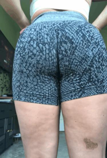 Stripping out of these tight little shorts for you